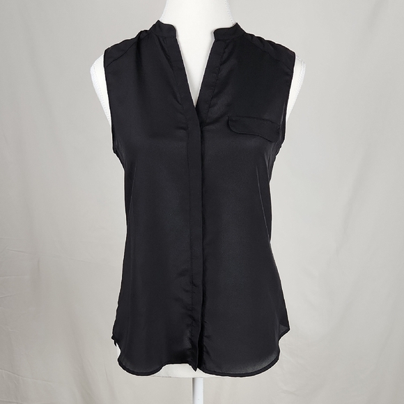 H&M Black Sleeveless Fitted Blouse with Mandarin Collar - Picture 1 of 7